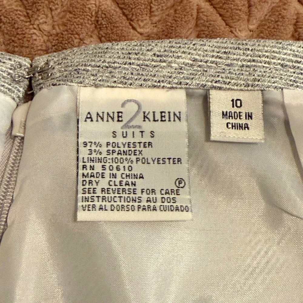 Anne Klein Suits Grey White Textured Pencil Skirt Womens 10 Professional Office